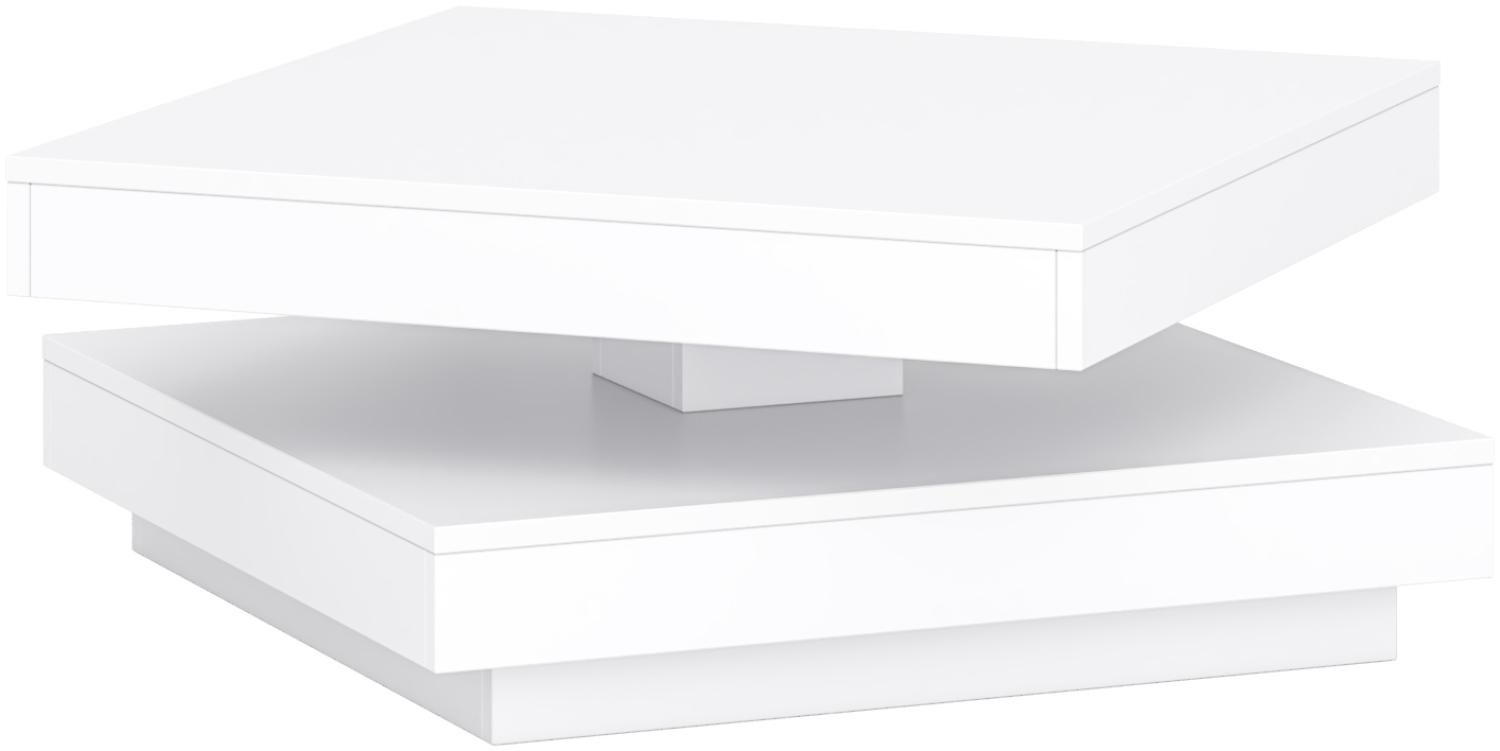 Domando Couchtisch Vasto Modern für Wohnzimmer Breite 70cm, drehbare Tischplatte in Weiß Matt Bild 1