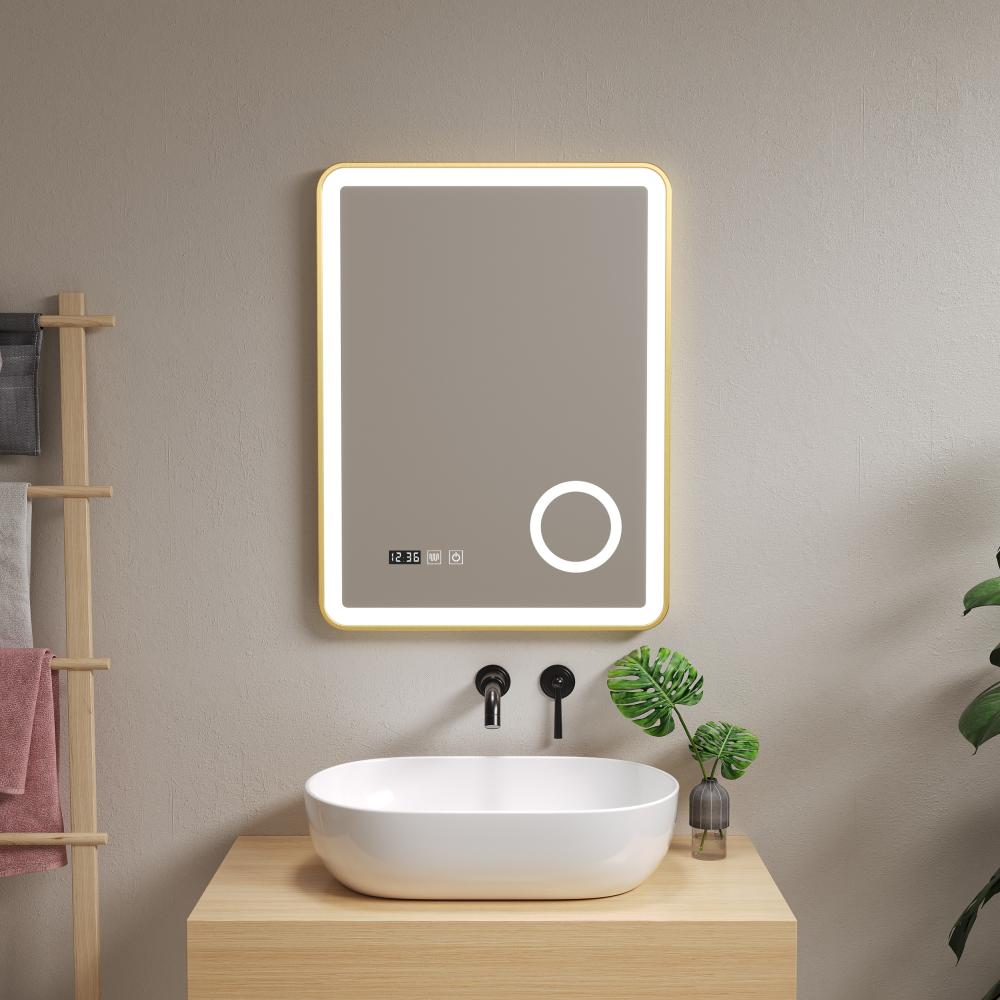 LED-Badspiegel Pescara 60x80 cm Goldfarben [pro. tec] Bild 1