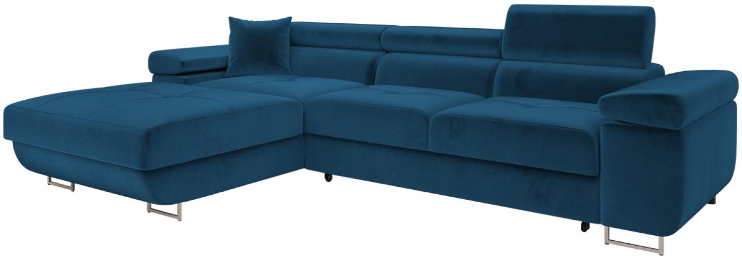 Ecksofa Torezio Mini mit Bettkasten, Schlaffunktion und Einstellbare Kopfstützen (Farbe: Manila 26, Seite: Links) Bild 1