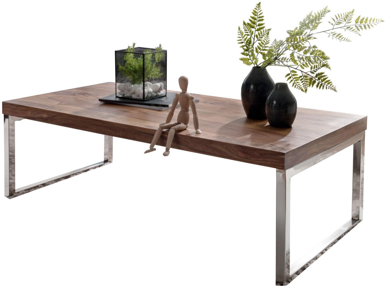 Wohnling Couchtisch 120 x 60 x 40 cm Massiv Holz Tisch | Massiver Design Wohnzimmertisch aus Massivholz, Sheesham Bild 1