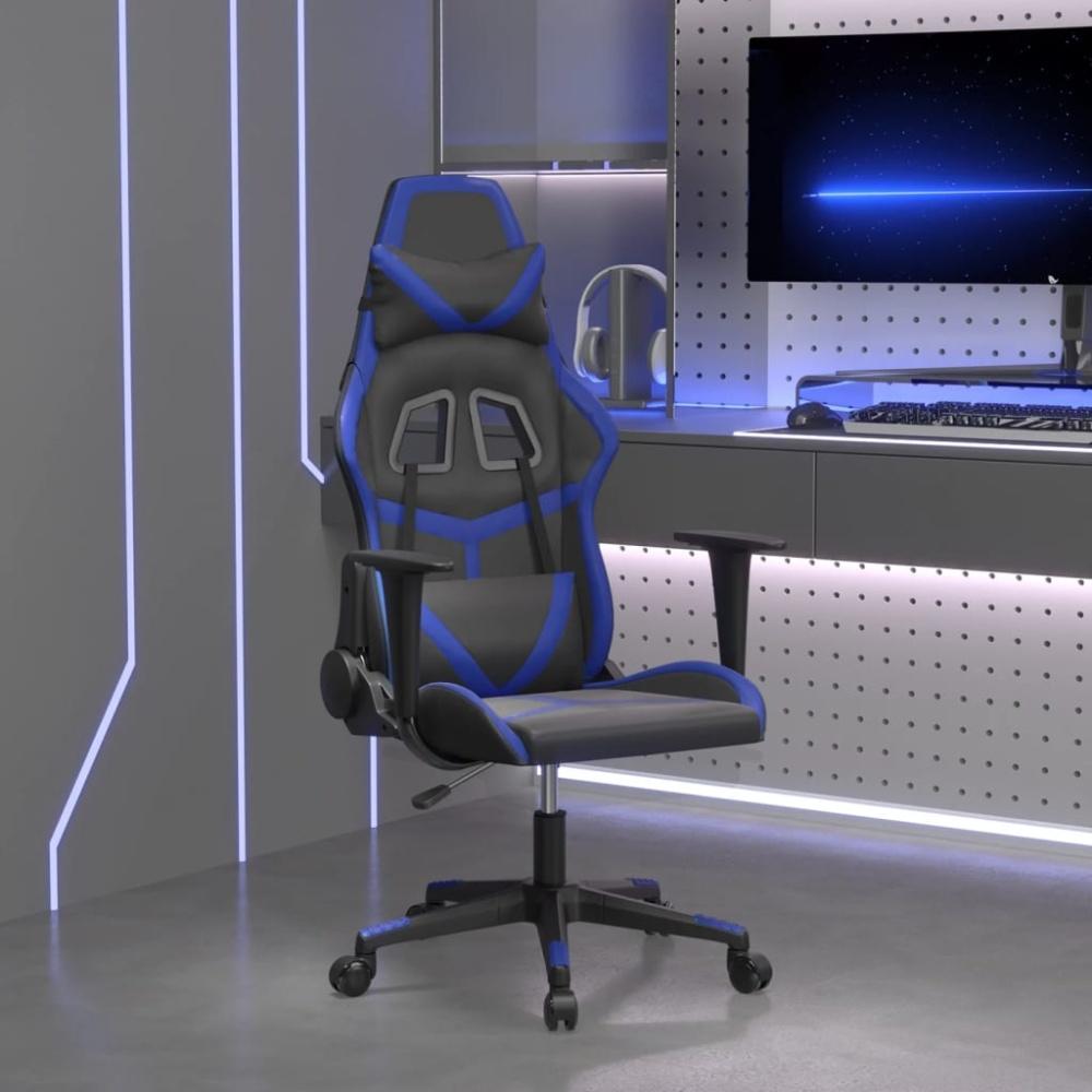 vidaXL Gaming-Stuhl mit Massagefunktion Schwarz und Blau Kunstleder Bild 1