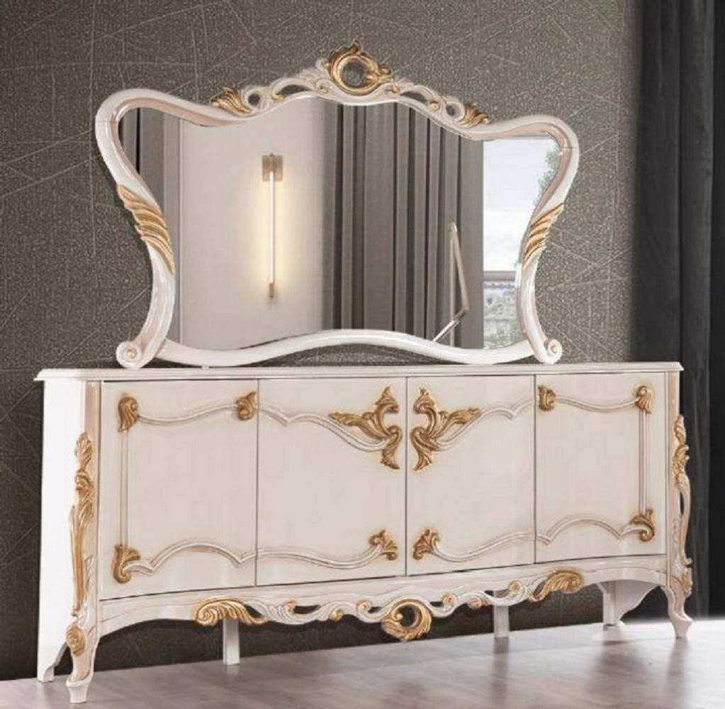 Casa Padrino Luxus Barock Möbel Set Weiß / Beige / Gold - 1 Barock Sideboard mit 4 Türen & 1 Barock Wandspiegel - Barock Möbel - Edel & Prunkvoll Bild 1