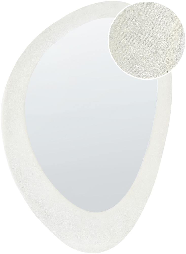 Wandspiegel Samtstoff weiß oval 60 x 90 cm AUDES Bild 1