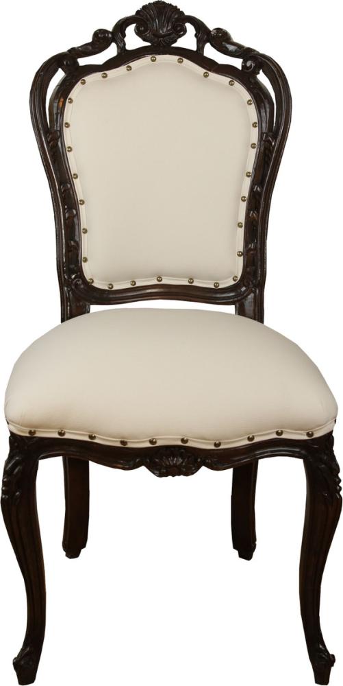 Casa Padrino Luxus Barock Esszimmer Stuhl in leicht Creme/Braun - Hotel Barock Stuhl - Luxus Qualität Bild 1