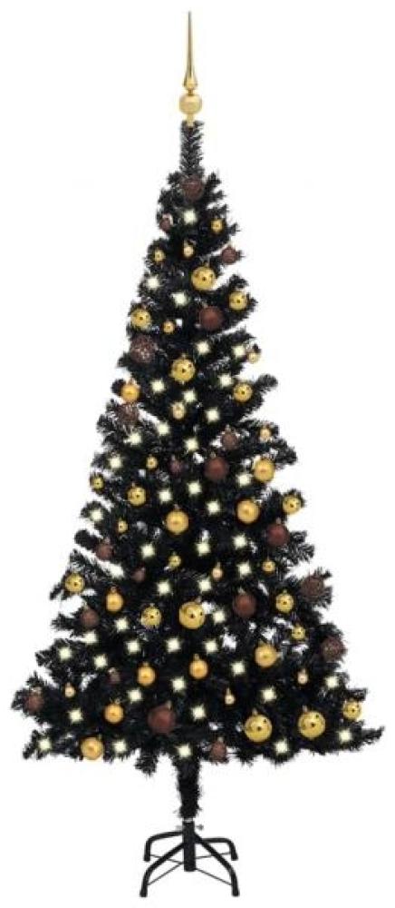 Künstlicher Weihnachtsbaum mit LEDs & Schmuck Schwarz 180cm PVC Bild 1