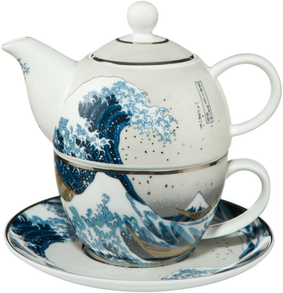 Goebel Die Welle Teekanne mit Untertasse, Tee Kanne, Kaffeekanne, Hokusai, Porzellan, 67013531 Bild 1