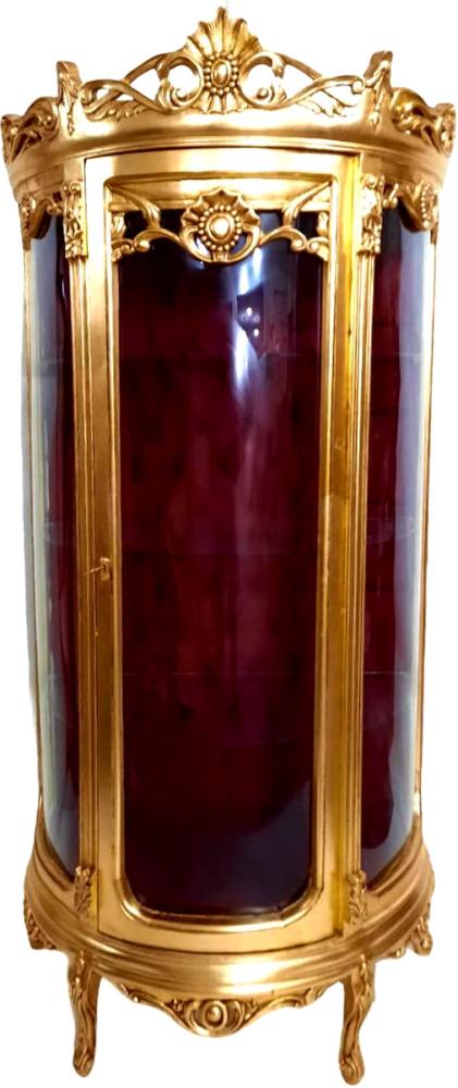 Casa Padrino Barock Vitrine Gold / Bordeaux - Vitrinenschrank - Wohnzimmerschrank Glasvitrine - Antik Look Glas Schrank Bild 1