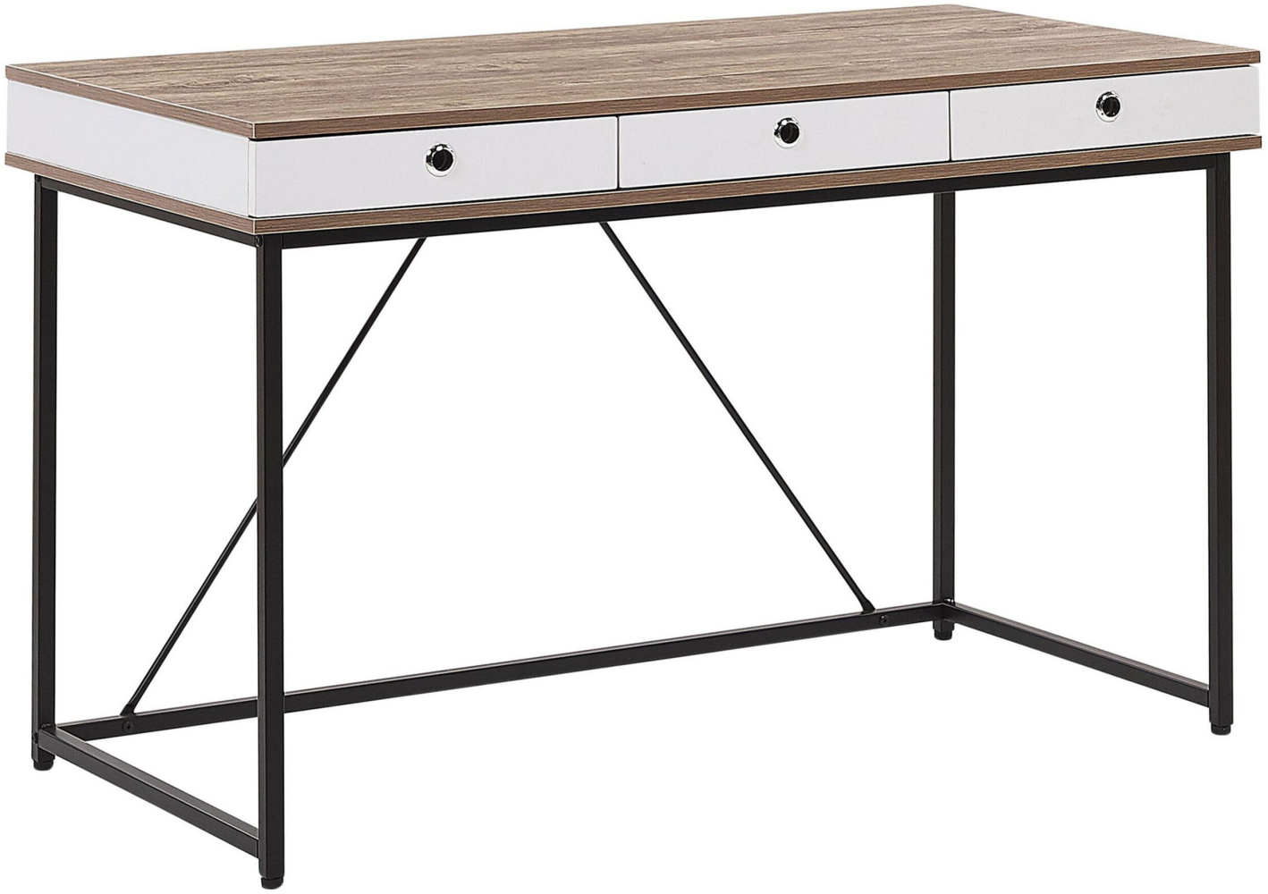 Schreibtisch heller Holzfarbton / weiß 120 x 60 cm 3 Schubladen HINTON Bild 1