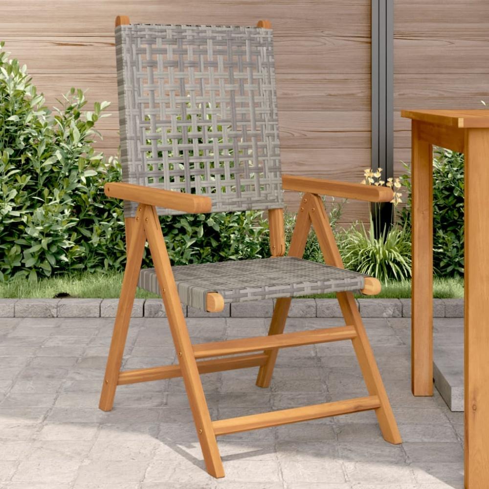 vidaXL Gartenstühle 2 Stk. Grau Massivholz Akazie und Poly Rattan Bild 1