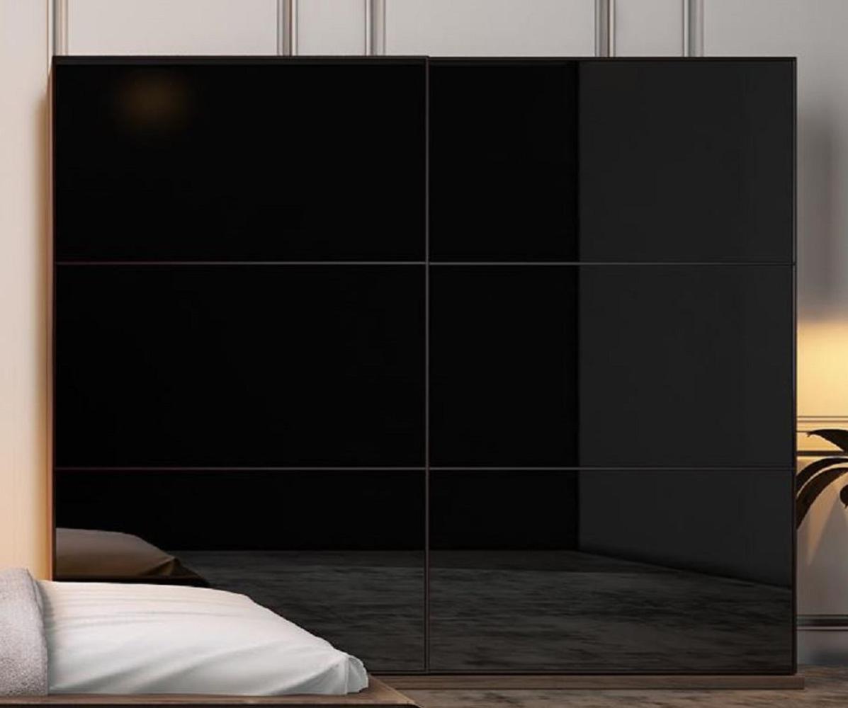 Casa Padrino Luxus Schlafzimmerschrank Braun / Schwarz 256 x 66 x H. 212 cm - Edler Massivholz Kleiderschrank mit 2 Schiebetüren - Luxus Schlafzimmer Möbel Bild 1