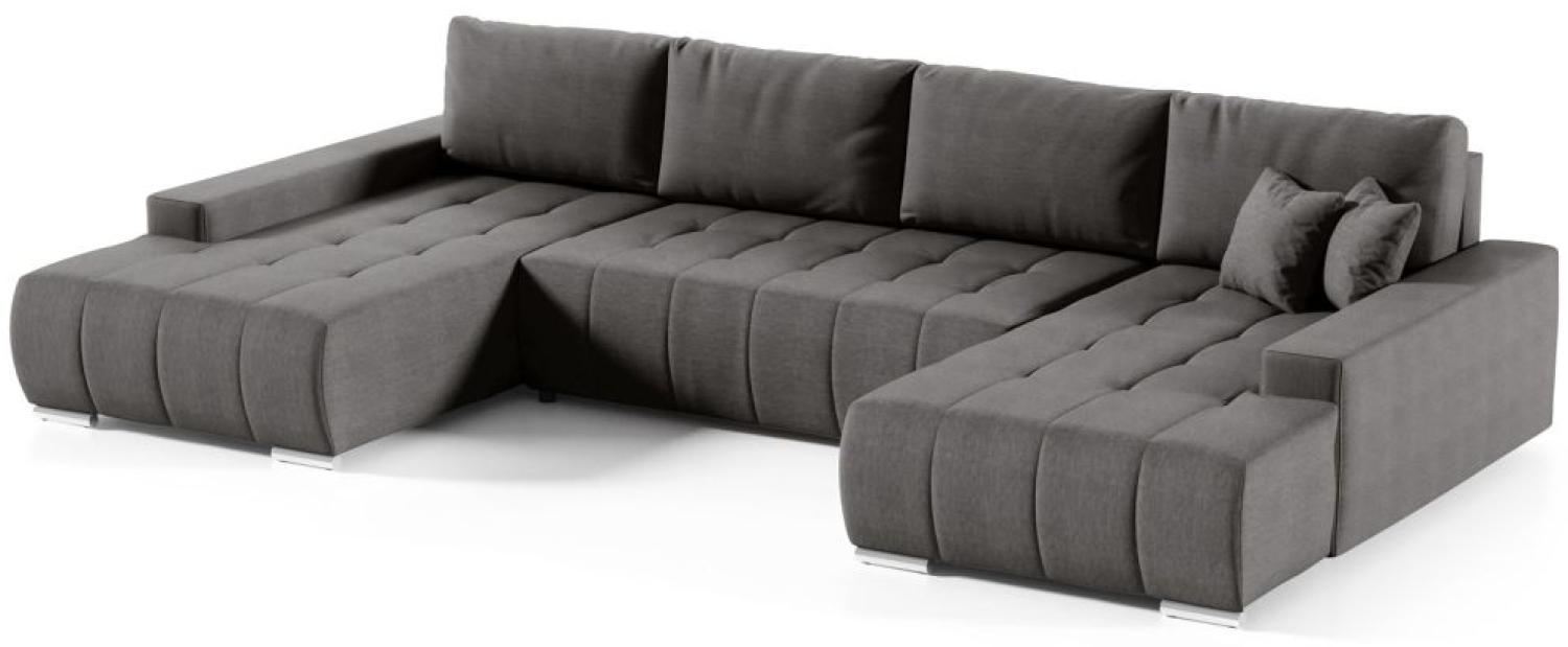 Wohnlandschaft Sofa mit Schlaffunktion VOGAR Stoff Aulla Beigebraun Bild 1