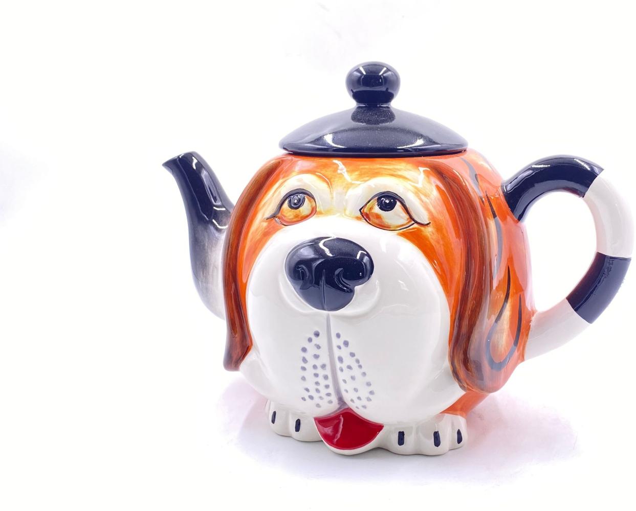 Tierisch gut: Handbemalte Keramik-Teekanne für Teeliebhabe Hund Bild 1