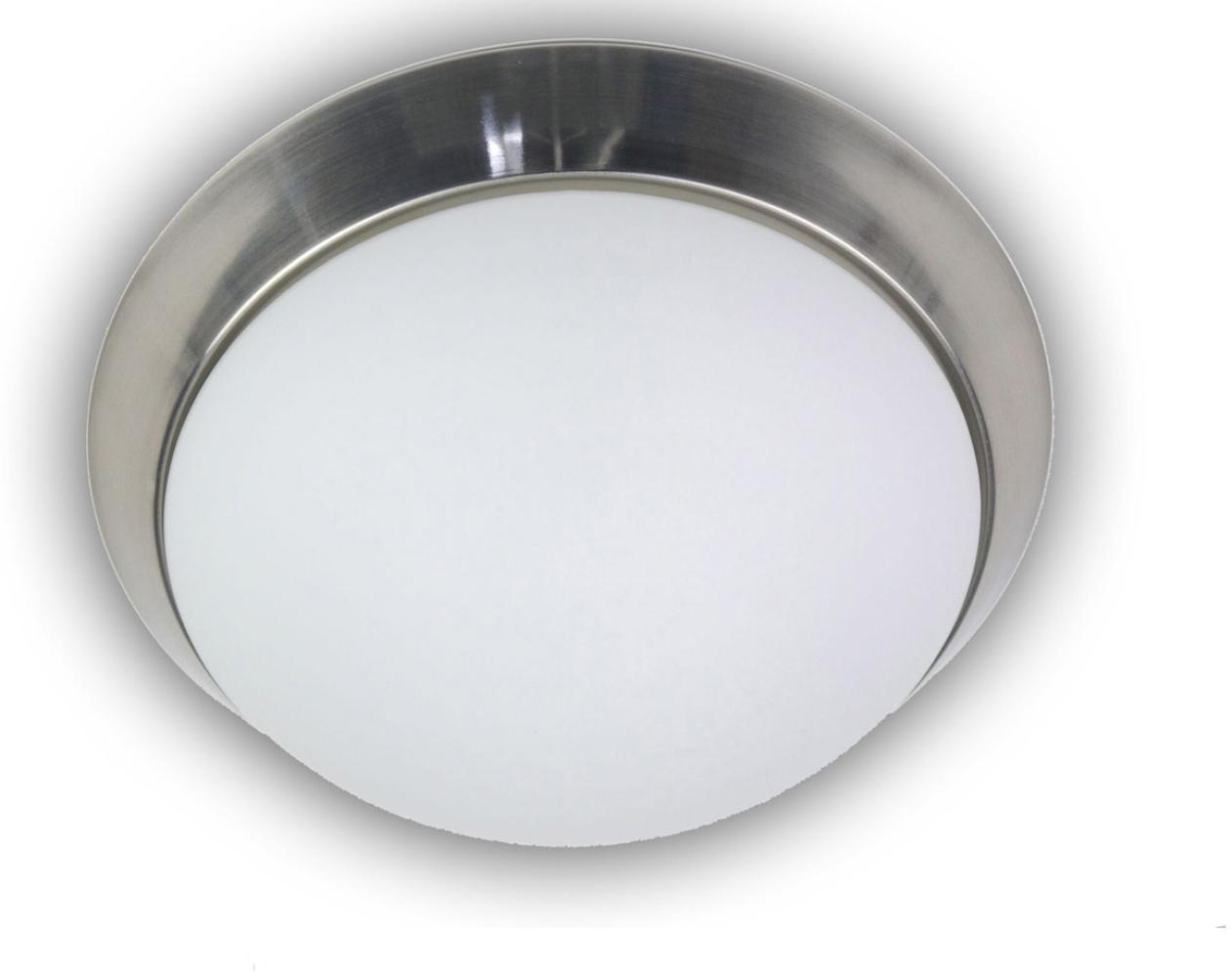 LED Deckenleuchte / Deckenschale, Opalglas matt, Dekorring Nickel matt, Ø 25cm Bild 1
