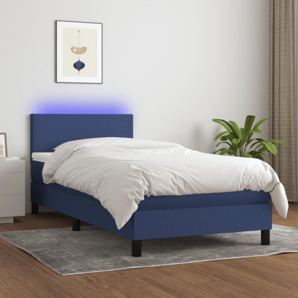 Polsterbett mit Matratze & LED Stoff Blau 80 x 200 cm, Härtegrad: H2 [3132955] Bild 1