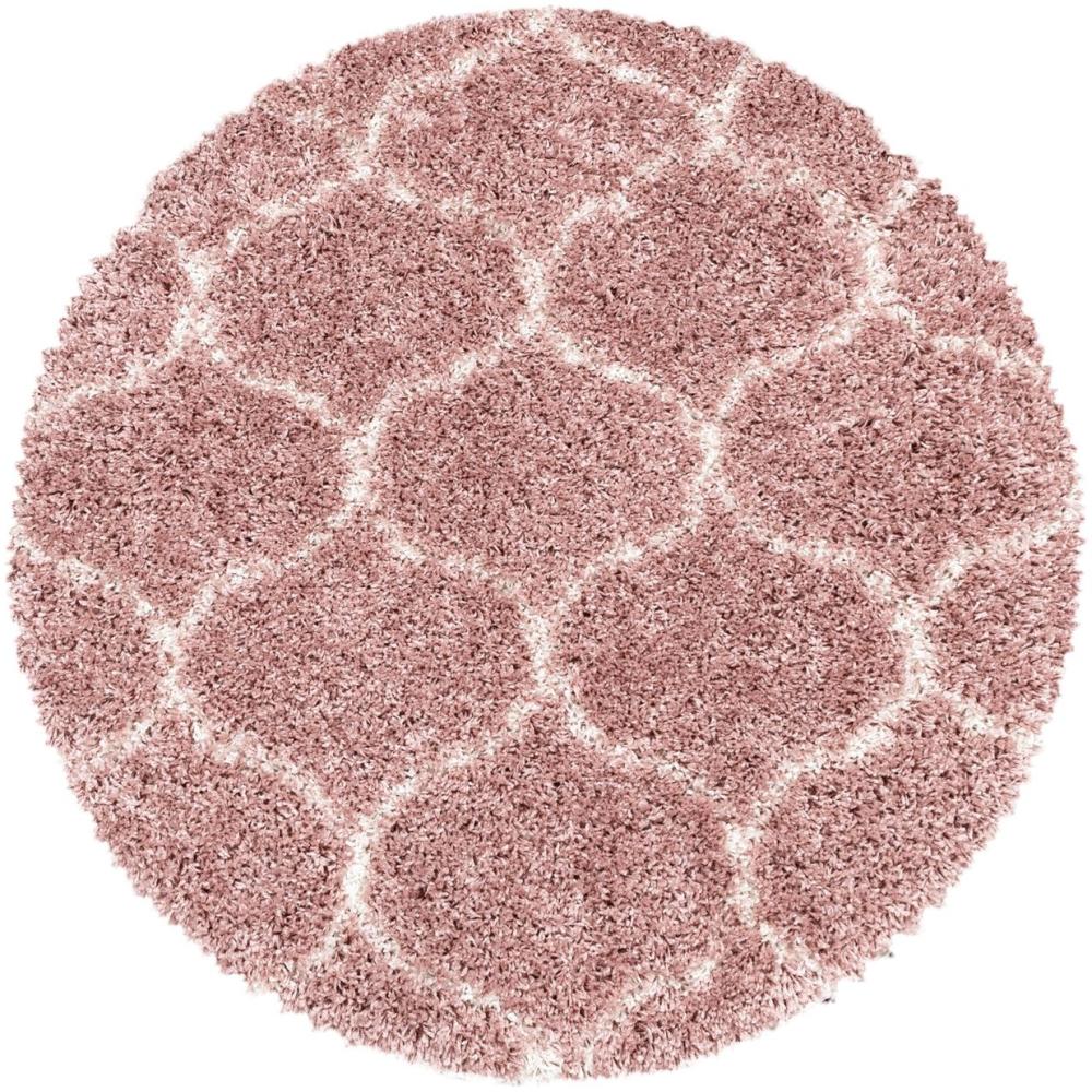 Hochflor Teppich Serena rund - 200 cm Durchmesser - Rosa Bild 1