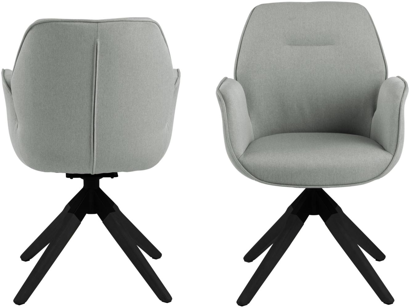 Esszimmerstuhl Armlehnen Stuhl Küchenstuhl Lounge Sessel Küche Textil Stoff grau Bild 1