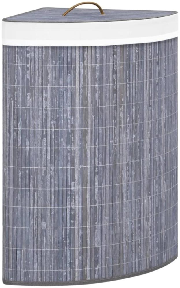 vidaXL Eck-Wäschekorb Bambus Grau 60 L Bild 1
