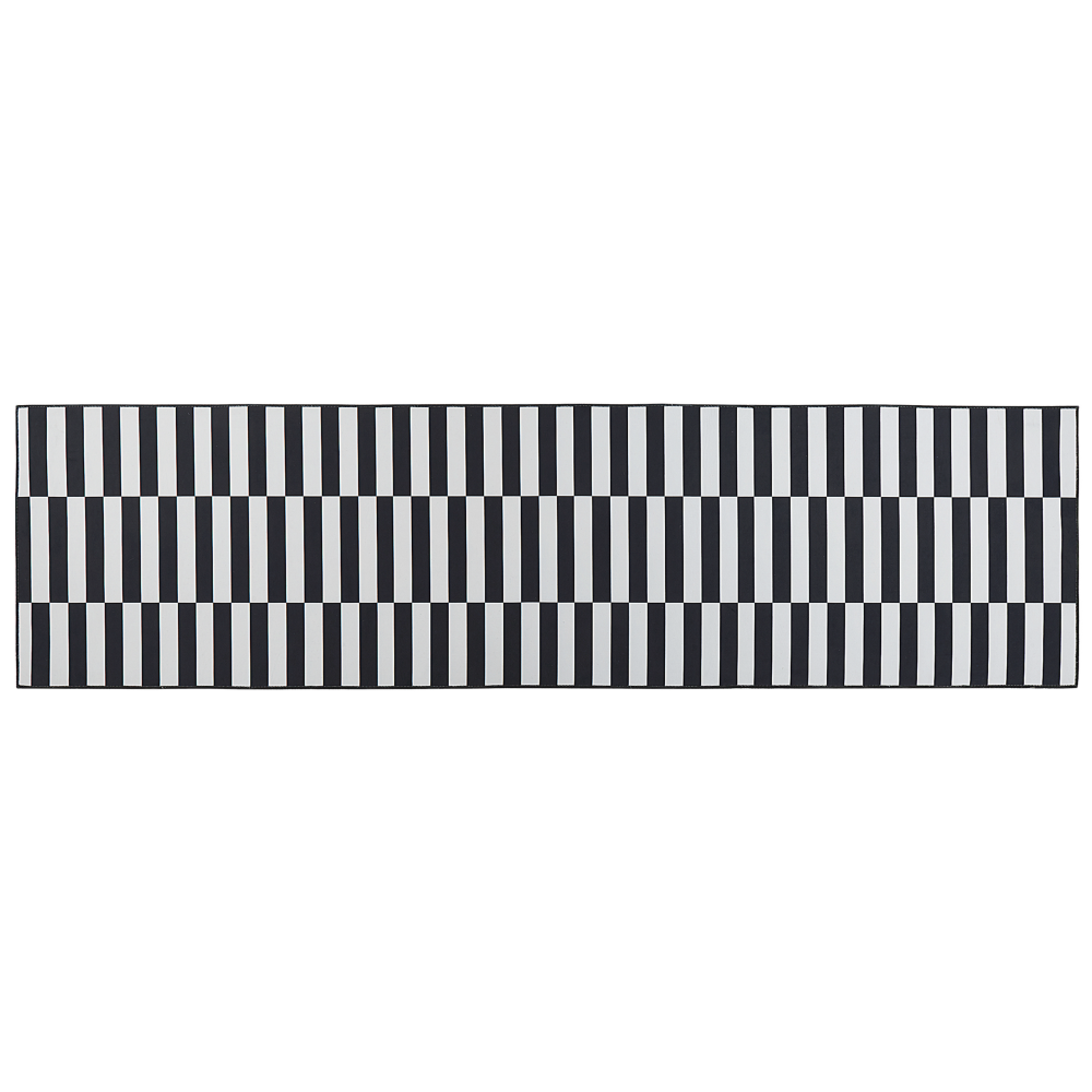Teppich schwarz weiß 80 x 300 cm Streifenmuster Kurzflor PACODE Bild 1