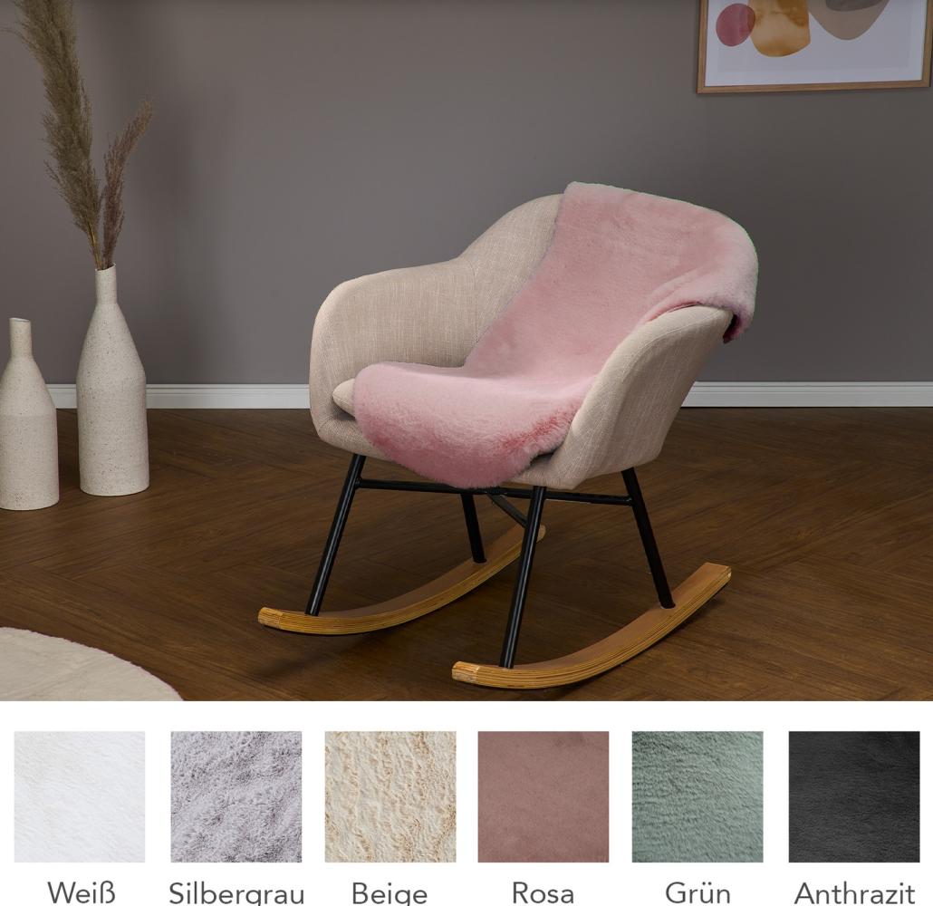 HOMESTORY Tierfellform aus Kunstfell, 55x80cm in rosa, flauschig, super-Soft und vegan, weiche Stuhlauflage Teppich Sitzfell Sitzkissen Polyester, viele Farben Formen, … Bild 1