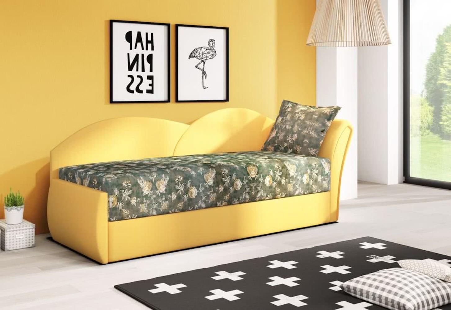 Ausziehbares Sofa RICCARDO, 200x80x75, rose + gelb (rose21/alova41), recht Bild 1