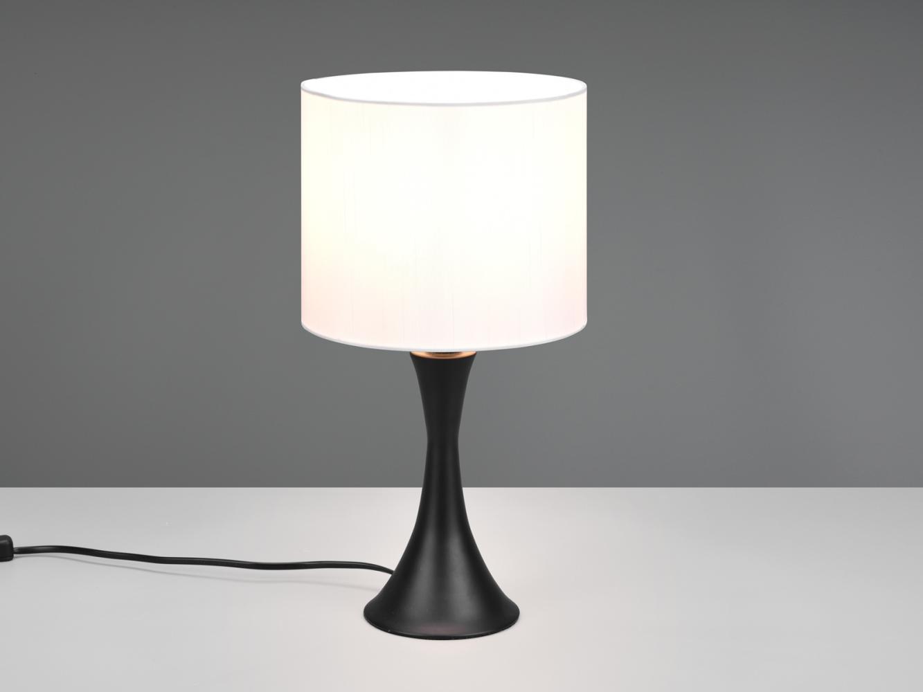 LED Tischlampe Schwarz matt mit Stoffschirm Weiß - Höhe 37cm Bild 1