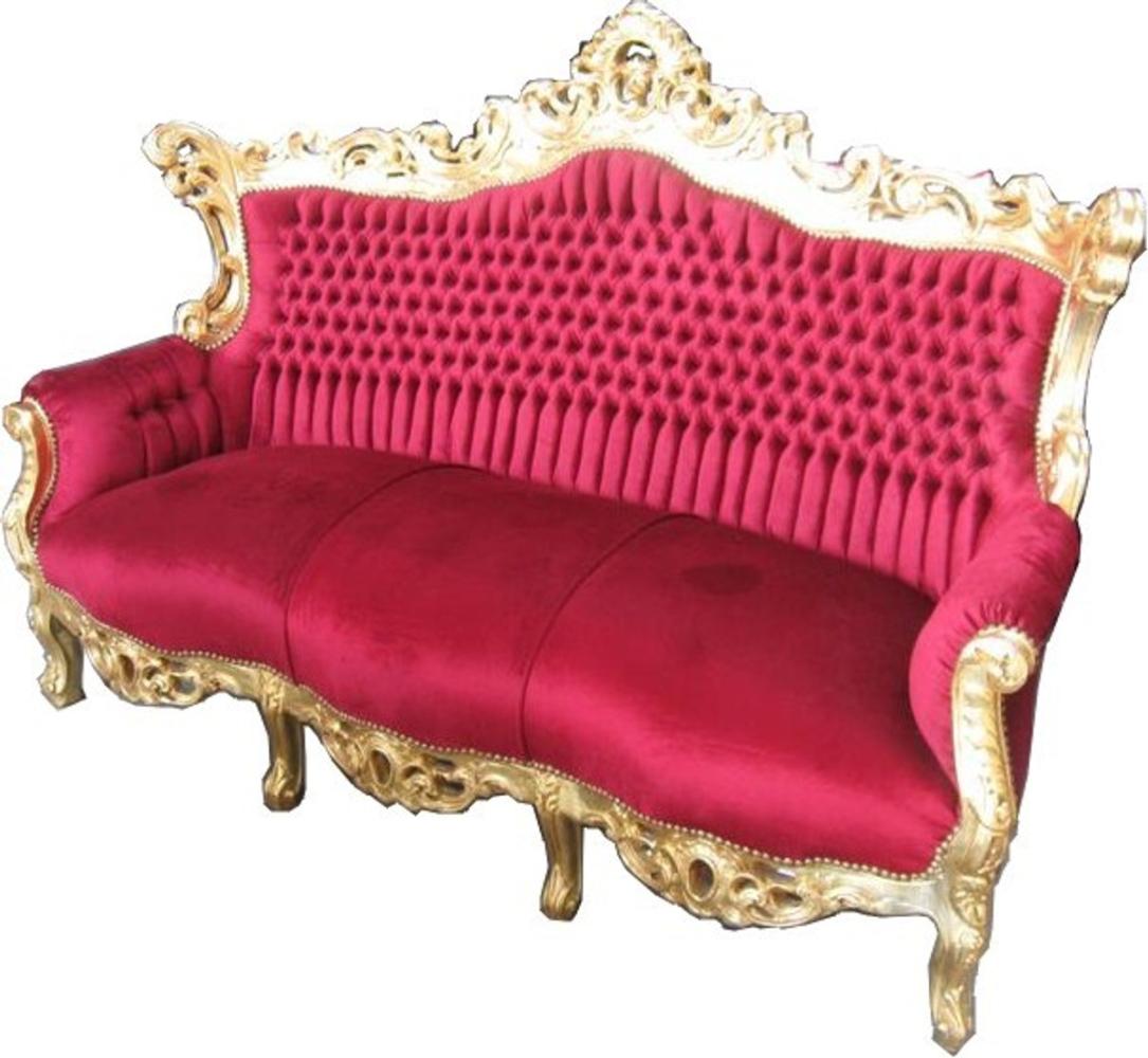 Casa Padrino Barock Sofa Master Bordeaux Rot / Gold - Barockmöbel Bild 1