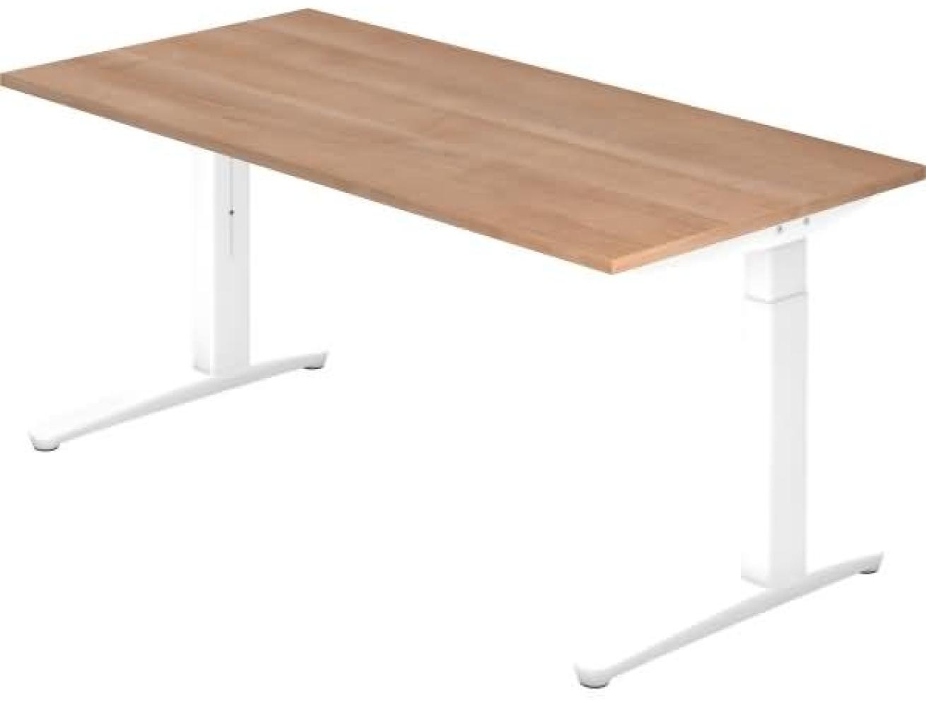 'XB16' Schreibtisch, C-Fuß, 160x80cm, Nussbaum / Weiß Bild 1