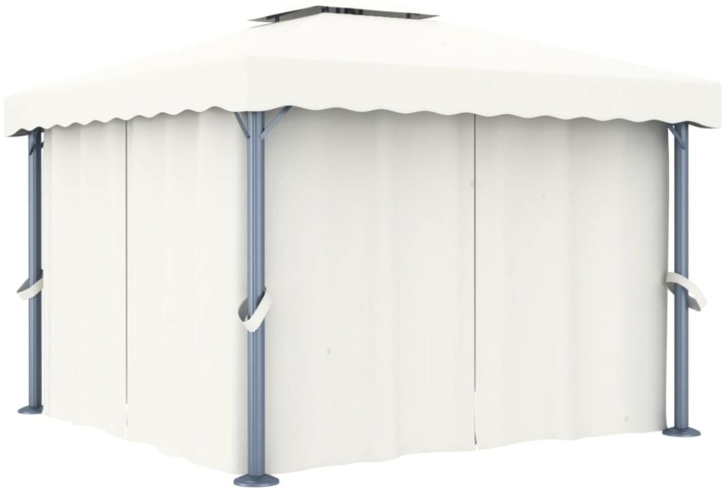 vidaXL Pavillon mit Vorhang 3x3 m Cremeweiß Aluminium 3053377 Bild 1