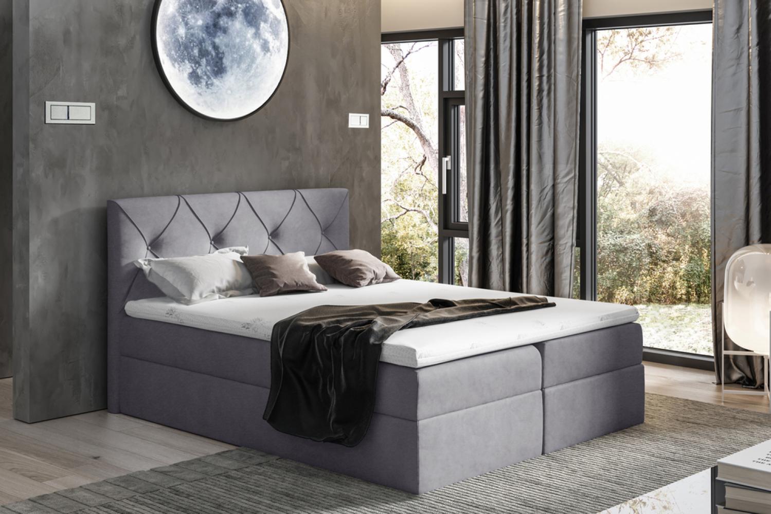 Stylefy 'Arian' Boxspringbett Velours Dunkelgrau 120 x 200 cm Bild 1