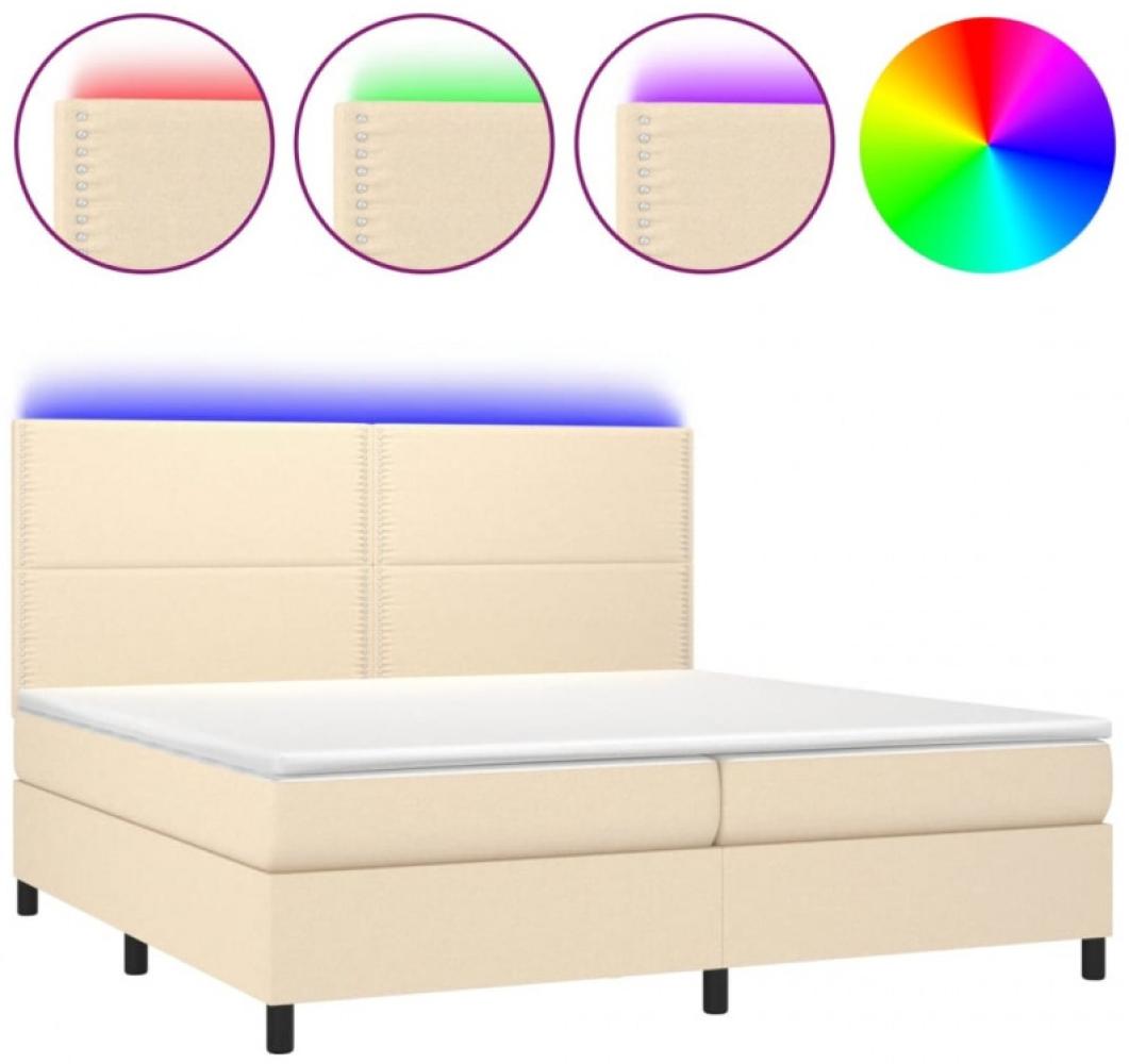 vidaXL Boxspringbett mit Matratze & LED Creme 200x200 cm Stoff, Härtegrad: H2 [3134826] Bild 1