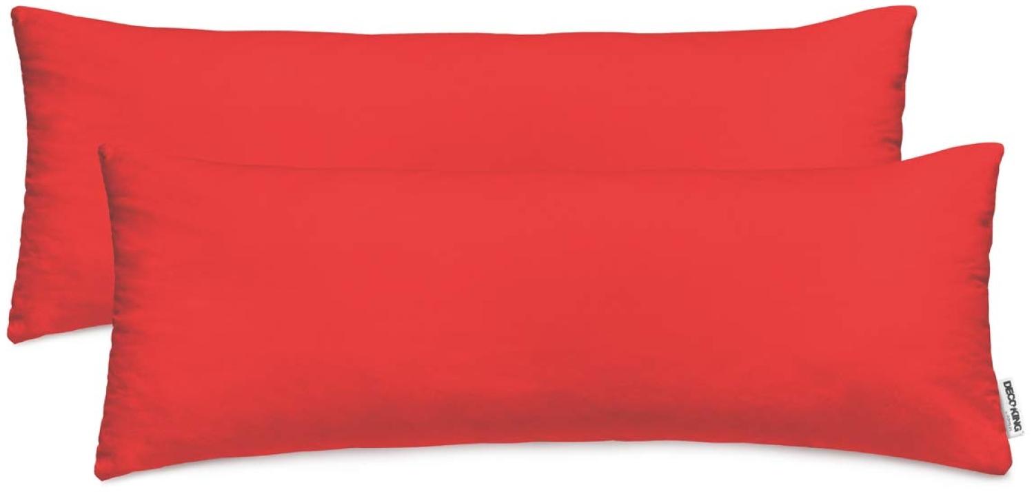 DecoKing 2 Kissenbezüge 40x120 cm Jersey Baumwolle Reißverschluss rot Amber Bild 1