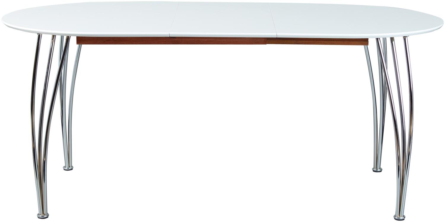 Esstisch >Ovali<140-180x90cm weiß/chrom,ausziehbar Bild 1
