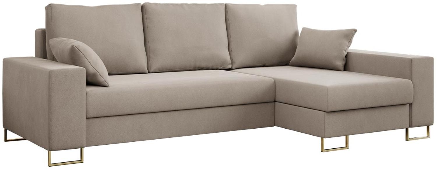 Ecksofa, Bettsofa, L-Form Couch mit Bettkasten - DORIAN-L - Hellbraun Velvet Bild 1