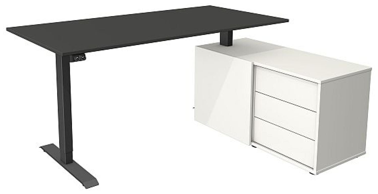 Kerkmann Schreibtisch Sitz- /Stehtisch Move 1 anthrazit mit Sideboard anthrazit Bild 1