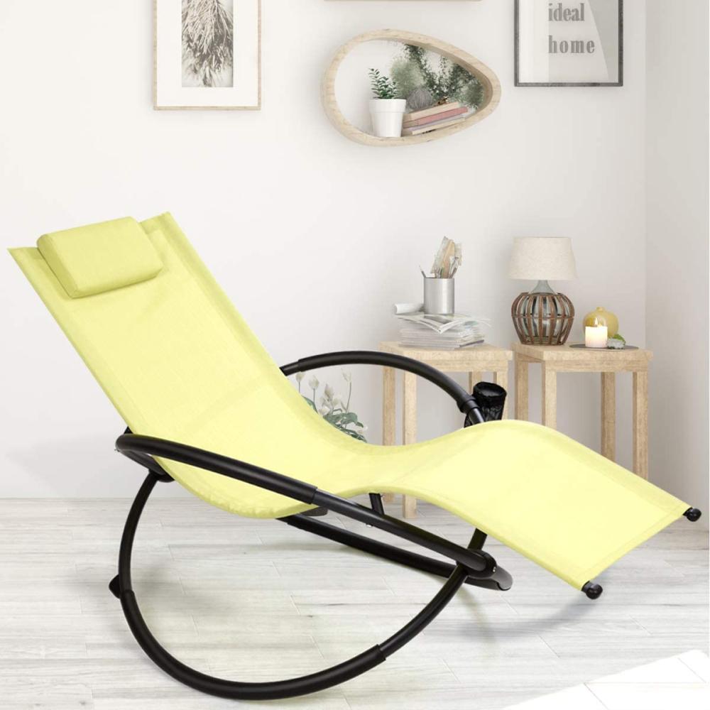 COSTWAY Schaukelliege tragbar Liegestuhl Outdoor klappbare Relaxliege mit Abnehmbarer Kopfstütze & Getränkehalter für Camping Grün Bild 1
