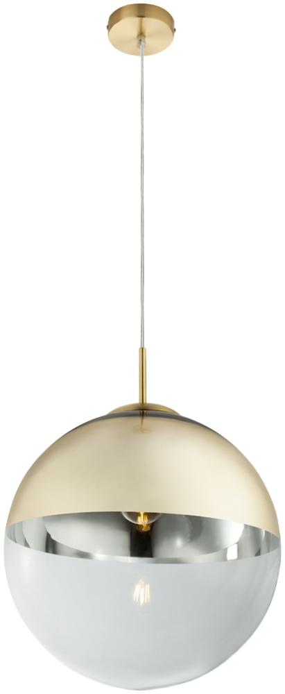 LED Hängelampe mit Glaskugel Design in Gold & Klarglas, Ø 33cm Bild 1