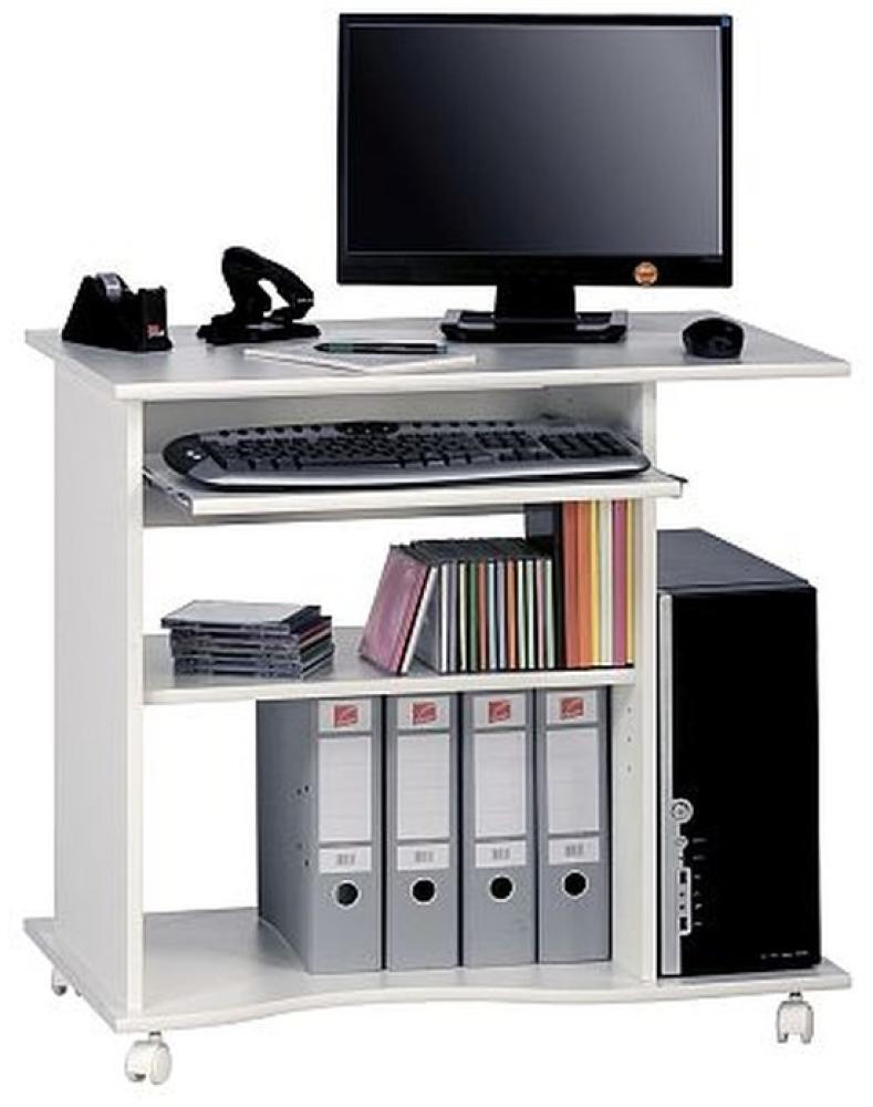 Computertisch Schreibtisch 4024, mit Tonnenprofil 80 x 75 x 50 cm weiß- uni Bild 1