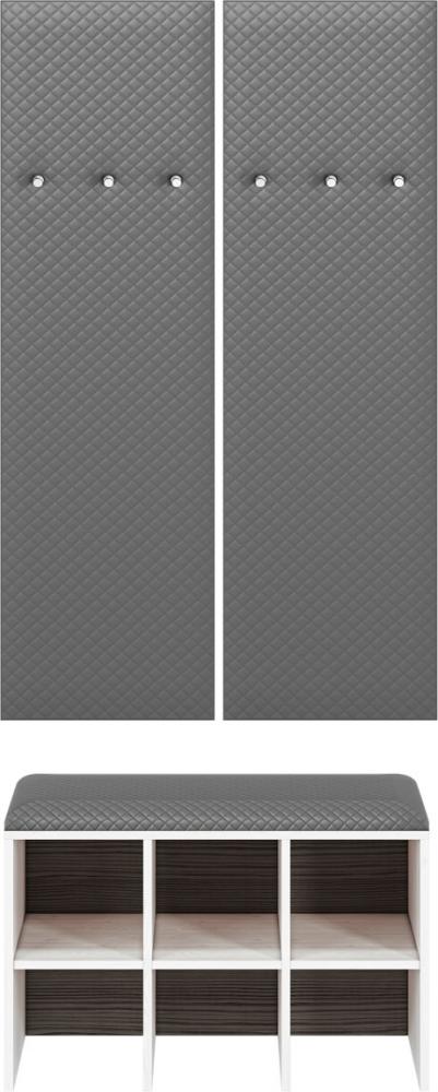 Garderoben-Set "Blanco" Flurgarderobe 3-teilig Pinie weiß grau MDF Bild 1