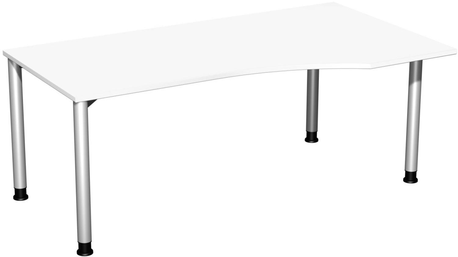PC-Schreibtisch '4 Fuß Flex' rechts, höhenverstellbar, 180x100cm, Weiß / Silber Bild 1