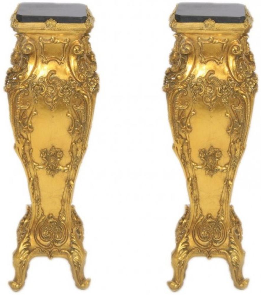 Casa Padrino Barock Marmor Säulen Set Gold / Schwarz - Marmor Säule (2 Stk) Bild 1