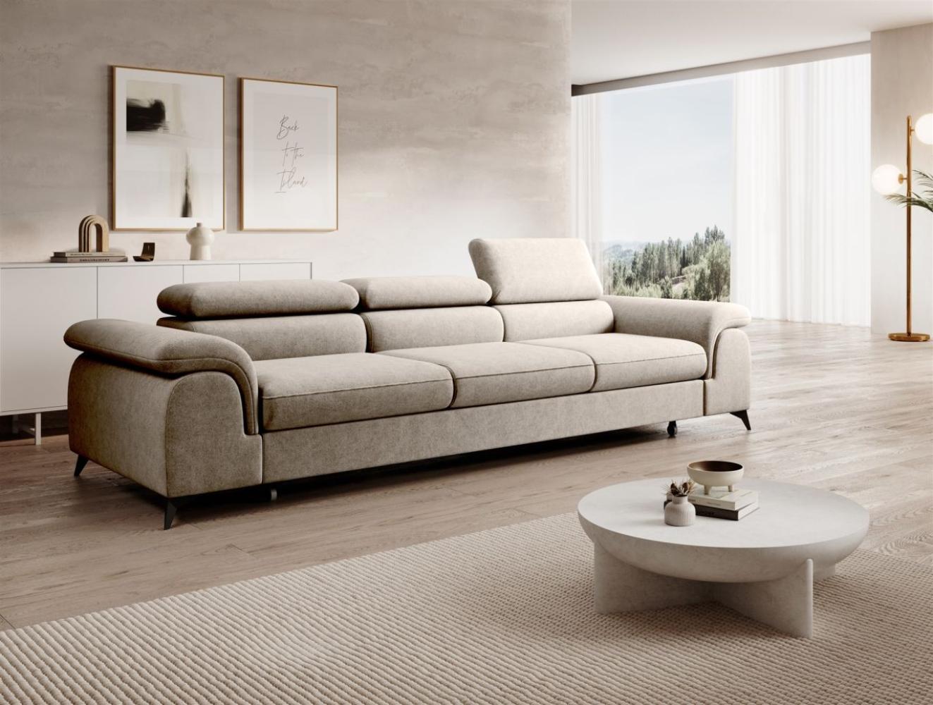 Big Sofa Couchgarnitur BASTIEN Megasofa mit Schlaffunktion Stoff Whisper Beige Bild 1