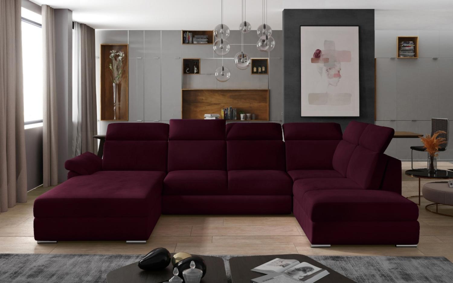 Ausziehbares Sofa VANELLA, U-Form, 330x102x216, mat velvet 68, link Bild 1