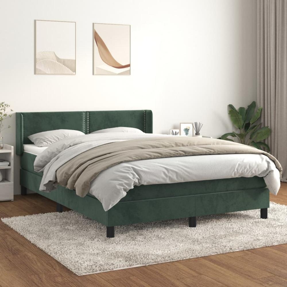 Boxspringbett mit Matratze Dunkelgrün 140x190 cm Samt 3130898 Bild 1