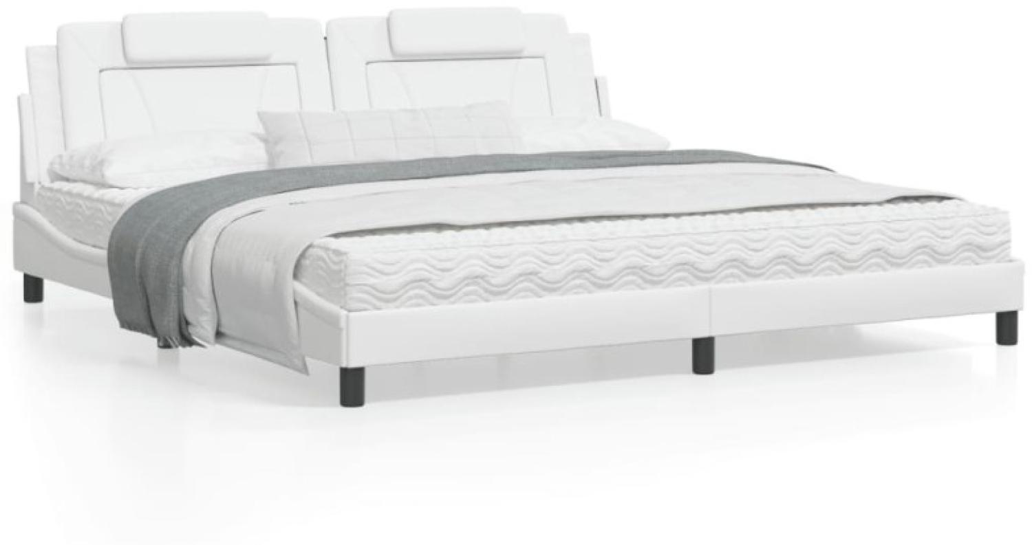 Bett mit Matratze Weiß 200x200 cm Kunstleder (Farbe: Weiß) Bild 1