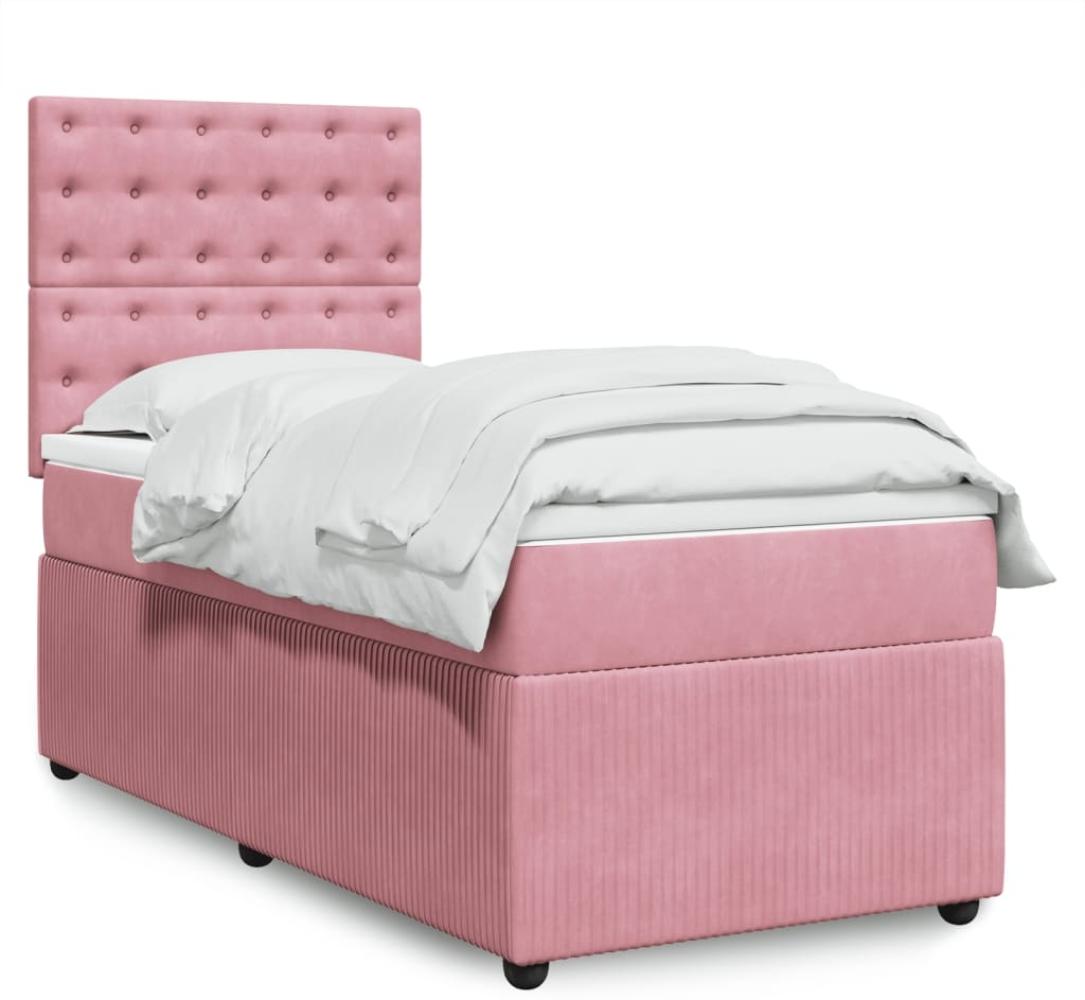 vidaXL Boxspringbett mit Matratze Rosa 90x200 cm Samt 3292255 Bild 1