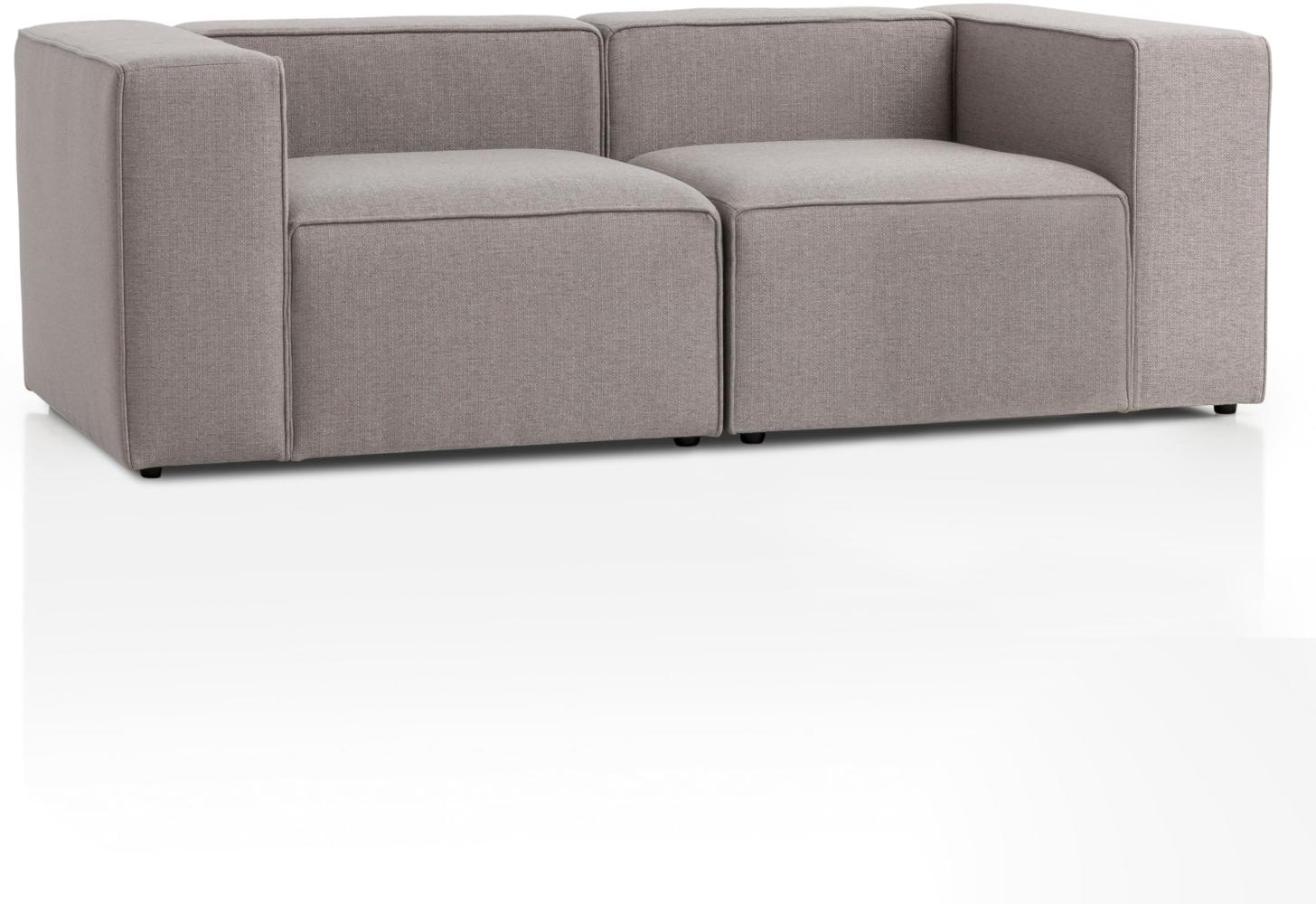 Traumnacht Genua Modular Sofa 2-Sitzer, individuell kombinierbare Wohnlandschaft bestehend aus Sitzelement mit Armteil Links und rechts - strapazierfähiges Möbelgewebe, hellgrau Bild 1
