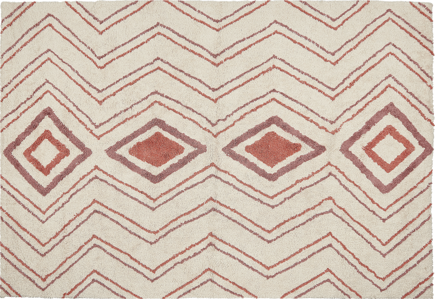 Teppich Baumwolle beige rosa 140 x 200 cm geometrisches Muster KASTAMONU Bild 1