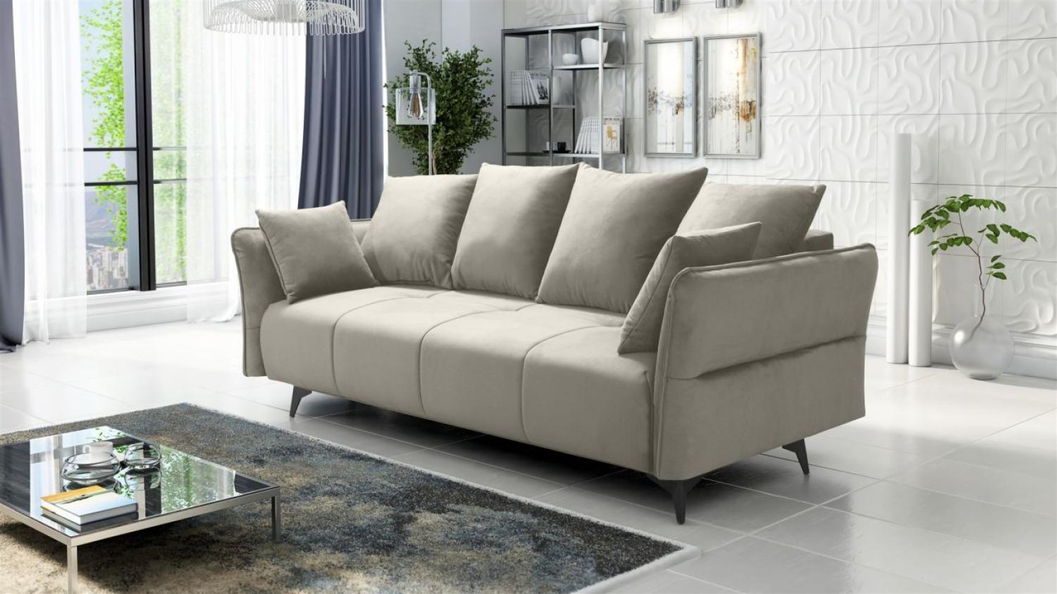 Schlafsofa Sofa 3-Sitzer SADIE Stoff Element Hellbeige Bild 1