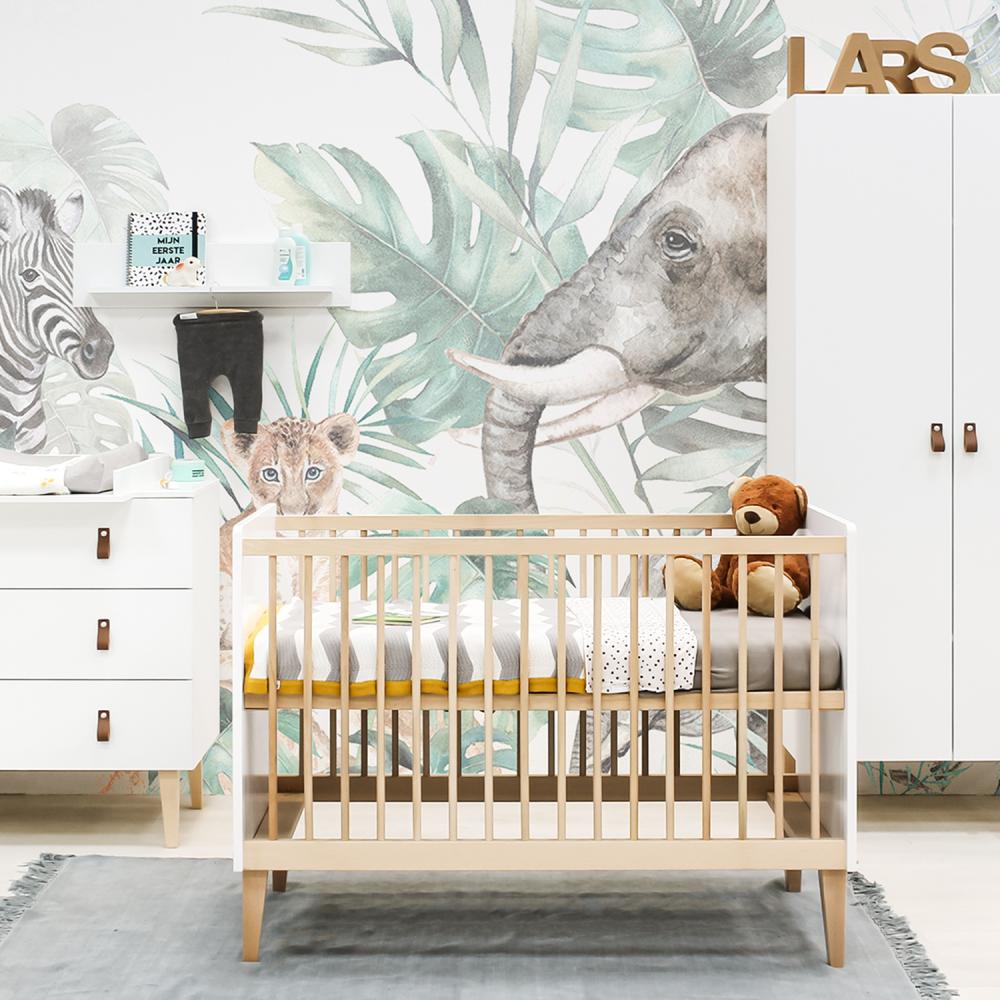 Bopita Indy Babyzimmer Weiß / Natur | Bett 60 x 120 cm + Kommode Weiß Bild 1