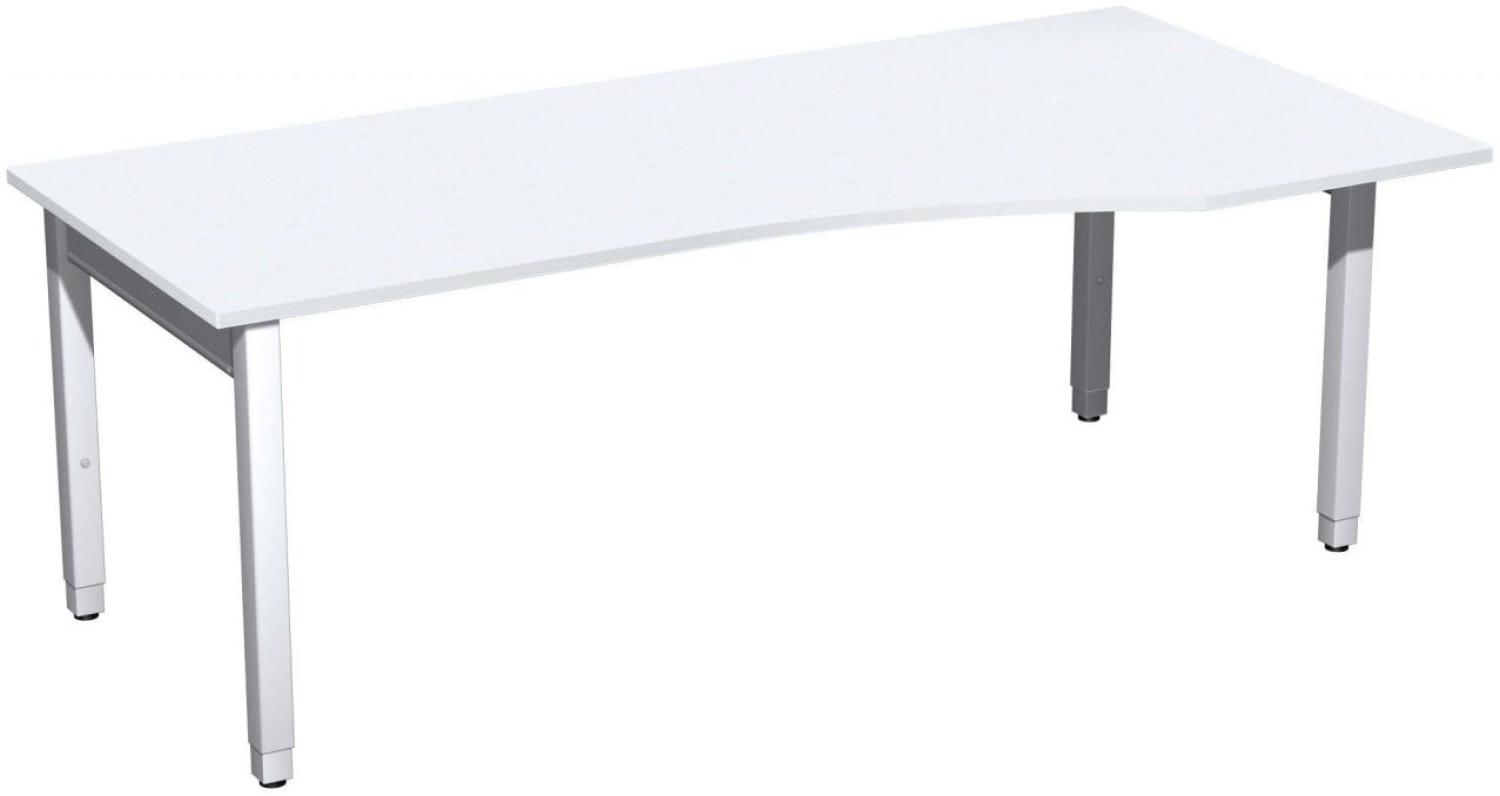PC-Schreibtisch '4 Fuß Pro Quadrat' rechts höhenverstellbar, 200x100x68-86cm, Weiß / Silber Bild 1